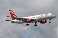 G-LSAD @ EGNT - Boeing 757-236 approaching Newcastle Airport, August 2010. - by Malcolm Clarke