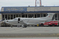 N828VV @ KSQL - Valley View Ventures 2007 PC-12/47 visiting San Carlos, CA from Modesto, CA - by Steve Nation