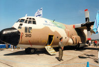310 @ EGVA - C-130E Hercules, callsign Israeli 009, of 103 Squadron Israeli Air Force on display at the 1997 Intnl Air Tattoo at RAF Fairford. The aircraft also carried civil registration 4X-FBG. - by Peter Nicholson
