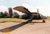 057 @ EGVA - Twin Otter 100, callsign Norwegian 7057, of 719 Skv Royal Norwegian Air Force on display at the 1997 Intnl Air Tattoo at RAF Fairford - 30th anniversary markings on the nose. - by Peter Nicholson