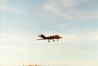 82-0805 @ EGQS - F-117A Nighthawk, callsign Stealth 1,  of 9th Fighter Squadron/49th Fighter Wing at Holloman AFB on a practice approach to Runway 10 at RAF Lossiemouth in the Summer of 1995. - by Peter Nicholson