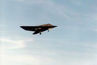 82-0805 @ EGQS - Another view of Stealth 2, F-117A Nighthawk on a practice approach to Runway 10 at RAF Lossiemouth in the Summer of 1995 after appearance at the RAF Waddington Airshow. - by Peter Nicholson