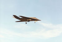 85-0836 @ EGQS - Another view of the practice approach to Runway 10 at RAF Lossiemouth by F-117A Nighthawk, callsign Stealth 2, in the Summer of 1995 after appearance at the RAF Waddington Airshow. - by Peter Nicholson