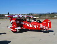 N36MT @ KCMA - 1995 Aviat PITTS S-2B on sunny visitors ramp after flight up from Torrance, CA with N45D - by Steve Nation