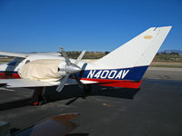 N400AV @ KCMA - CLOSE-UP of rear section of 1984 Avtek 400 prototype on the ramp with paper bags over engines? - by Steve Nation