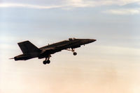 188749 @ EGQL - CF-18A Hornet of 439 Squadron 1 Canadian Air Division on a high angle of attack flyby at the 1988 RAF Leuchars Airshow. - by Peter Nicholson