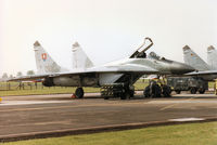 0921 @ MHZ - MiG-29A Fulcrum of 31SLK Slovak Air Force on the flight-line at the 1996 RAF Mildenhall Air Fete. - by Peter Nicholson