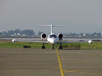 N395MY @ KAPC - Head-on shot of N395MY LLC (Rancho Santa Fe, CA) 1981 Learjet 35Awith Napa River in background - by Steve Nation