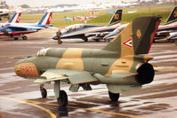 5822 @ EGVA - Another view of this MiG-21 Fishbed of the Hungarian Air Force's Sky Hussars display team at the 1993 Intnl Air Tattoo at RAF Fairford. - by Peter Nicholson