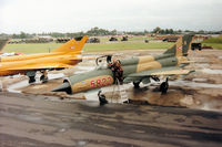 5822 @ EGVA - MiG-21 Fishbed of the Sky Hussars display team on the flight-line at the 1993 Intnl Air Tattoo at RAF Fairford. - by Peter Nicholson