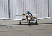 N380A @ KWVI - Head on shot of 1949 Mooney M-18L running up engine. - by Steve Nation