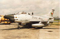 5445 @ EGVA - G-91R/3 of 301 Esquadron Portuguese Air Force, with markings to celebrate 75,000 hours of this aircraft type, on display at the 1993 Intnl Air Tattoo at RAF Fairford. - by Peter Nicholson