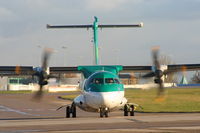 EI-SLM @ EGCC - Aer Lingus regional ATR72 taxing to the RW23L threshold - by Chris Hall