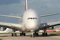 A6-EDG @ EGCC - Emirates A380 taxing to the RW23L threshold - by Chris Hall