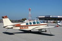 N18469 @ KSQL - Visalia, CA-based 1977 Beech A36 Bonanza on visitors ramp @ San Carlos, CA - by Steve Nation