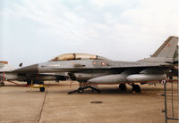ET-198 @ MHZ - F-16B Falcon of Eskradille 726 Royal Danish Air Force at Aalborg on display at the 1998 RAF Mildenhall Air Fete. - by Peter Nicholson