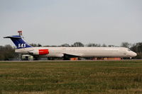 OY-KHG @ EGCC - Scandinavian MD-82 lining upon RW05L - by Chris Hall