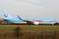 G-OBYG @ EGCC - Thomson B767 lining up on RW05L - by Chris Hall