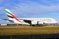 A6-EDF @ EGCC - Emirates A380 rolling to the end of RW05R - by Chris Hall