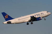 5B-DCF @ EGCC - Cyprus Airways A319 departing from RW05L - by Chris Hall