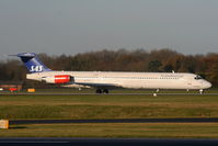 LN-RLE @ EGCC - Scandinavian MD-82 departing from RW05L - by Chris Hall