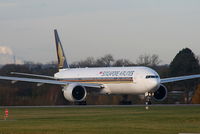 9V-SWH @ EGCC - Singapore Airlines B777 lining up on RW05L - by Chris Hall