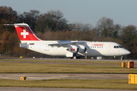 HB-IXO @ EGCC - Swiss European RJ100 touching down on RW05L - by Chris Hall