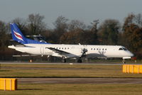 G-CERZ @ EGCC - Eastern Airways, SAAB 2000 touching down on RW05L - by Chris Hall