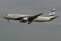 4X-EKI @ EBBR - Arrival of flight LY331 to RWY 25L - by Daniel Vanderauwera