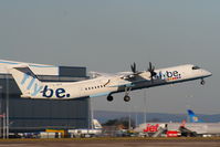 G-JECO @ EGCC - flybe Dash-8 departing from RW05L - by Chris Hall