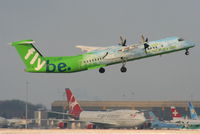 G-JEDP @ EGCC - flybe Dash-8 departing from RW05L - by Chris Hall