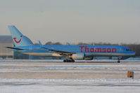 G-CPEV @ EGCC - Thomson B757 departing from RW05L - by Chris Hall