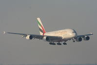 A6-EDG @ EGCC - Emirates A380 on finals for RW05L - by Chris Hall