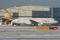 5A-LAI @ EGCC - Libyan Airways A320 departing from RW05L - by Chris Hall