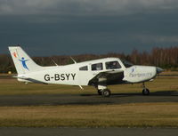 G-BSYY @ EGLK - Aerobility Cherokee Warrior heading for rwy 25 - by BIKE PILOT