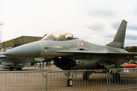 E-198 @ EGQL - F-16A Falcon of Esk 723 of the Royal Danish Air Force based at Aalborg on display at the 1986 RAF Leuchars Airshow. - by Peter Nicholson