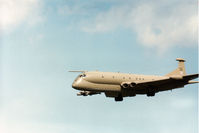 XV232 @ EGQS - Nimrod MR.2 of the Kinloss Maritime Wing on final approach to Runway 23 at RAF Lossiemouth in May 1986. - by Peter Nicholson