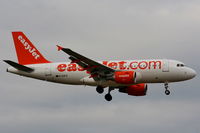 G-EZFG @ EGCC - Easyjet A319 on approach for RW05L - by Chris Hall