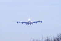 A6-EDA @ EGCC - Emirates A380 on approach for RW05R - by Chris Hall