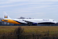 G-OZBO @ EGCC - Monarch A321 lining up on RW05L - by Chris Hall