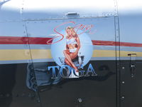 N8087B @ SZP - 1982 Piper PA-32-301 SARATOGA 'Sara Toga' Lycoming IO-540-K1G5 300 Hp, Sara's pinup-right cowl - by Doug Robertson