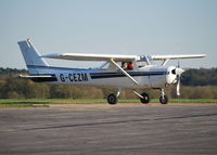 G-CEZM @ EGTF - Cessna 152 visiting Fairoaks. Ex N6167Q - by moxy