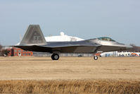 09-4172 @ LFI - USAF Lockheed Martin F-22A Raptor 09-4172 of the 27th FS Fighting Eagles taxiing to the ramp after landing RWY 26.