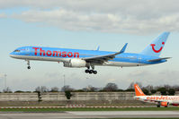 G-OOBN @ EGCC - Thomson's 2000 Boeing 757-2G5, c/n: 29379 landing at Manchester (UK) - by Terry Fletcher