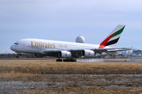A6-EDN @ CYYZ - Touchdown! Emirates A380 landing at RWY5, Toronto. - by max650