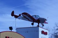 UNKNOWN @ Y50 - Ercoupe on the top of the Shell gas station in Wautoma, WI. Station is on Highway 21. - by Timothy Aanerud
