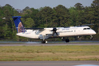 N354NG @ ORF - United Express (Colgan Air) N354NG (FLT CJC3325) from Newark Liberty Int'l (KEWR) landing RWY 23. This is Colgan Air's newest Q402, delivered March 25, 2011.
