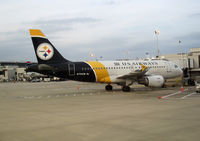 N733UW @ PHL - Pittsburgh Steelers Airbus A319 from US Airways at terminal B Philadelphia International - by Mauricio Morro