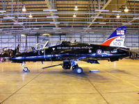 XX301 @ EGDY - inside the FRADU Hawk hangar, wearing RN titles and 'Fly Navy' tail art - by Chris Hall