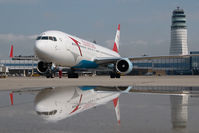 OE-LAY @ LOWW - Austrian Airlines Boeing 767-300 - reflection - by Dietmar Schreiber - VAP